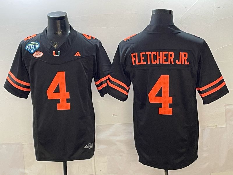 Men 2026 Miami Hurricanes #4 Fletcher jr Black 3th generations Limited NCAA Jersey 0016->ncaa teams->NCAA Jersey